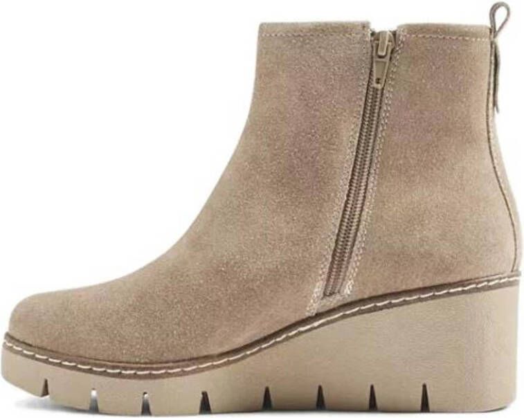 5th Avenue Beige suéde enkellaars sleehak