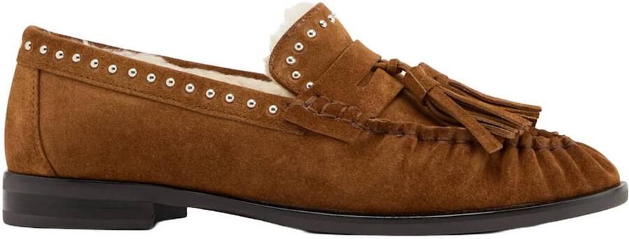 5th Avenue suède loafers met studs cognac