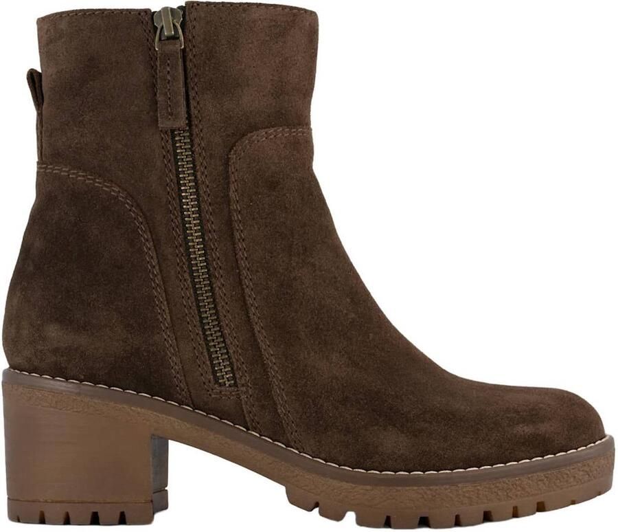 5th Avenue suèdelook enkellaarzen met blokhak bruin