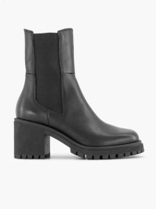 Oxmox Zwarte leren chelsea boot hak