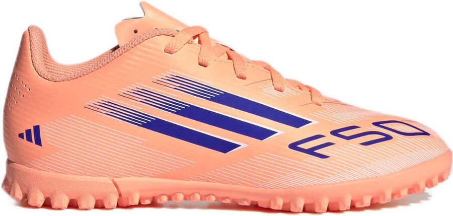 Adidas Perfor ce F50 Club junior voetbalschoenen koraalrood wit kobaltblauw