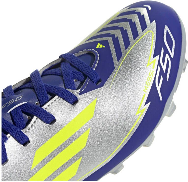 Adidas Perfor ce F50 Club Messi junior voetbalschoenen zilvermetalic kobaltblauw geel