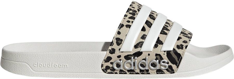 Adidas Sportswear Adilette badslippers met panterprint wit
