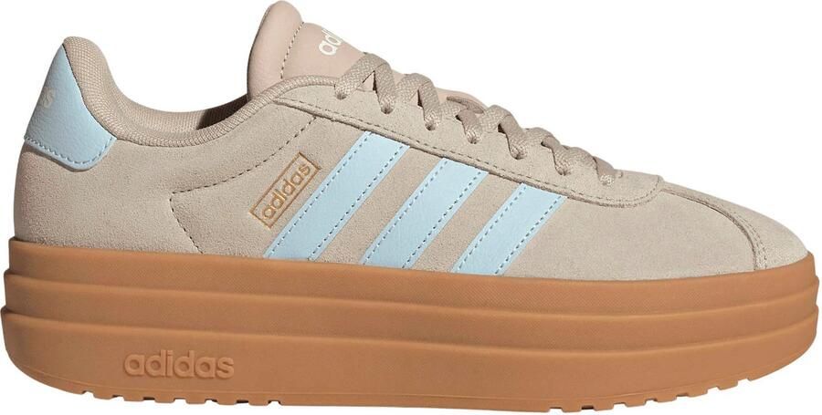 Adidas Sportswear VL Court Bold leren suède sneakers met plateauzool beige lichtblauw