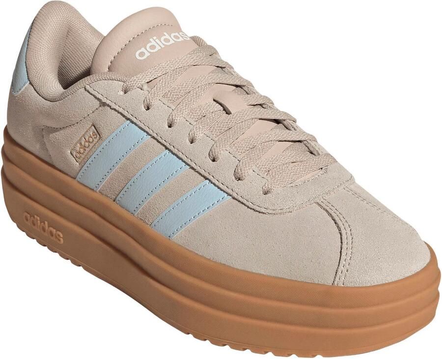 Adidas Sportswear VL Court Bold leren suède sneakers met plateauzool beige lichtblauw - Foto 2