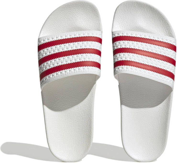 adidas Originals badslippers wit rood