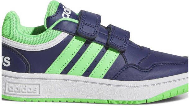 Adidas Originals Hoops 3.0 sneakers donkerblauw groen Jongens Meisjes Imitatieleer 32