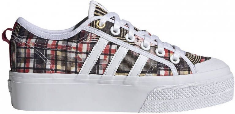 Adidas Originals Nizza Platform sneakers wit donkerrood
