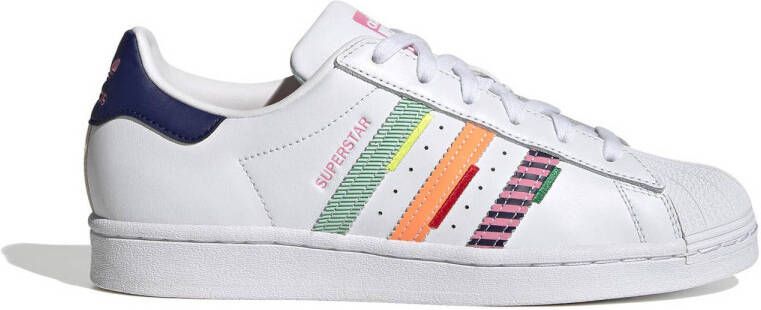 adidas Originals Superstar sneakers wit donkerblauw groen oranje