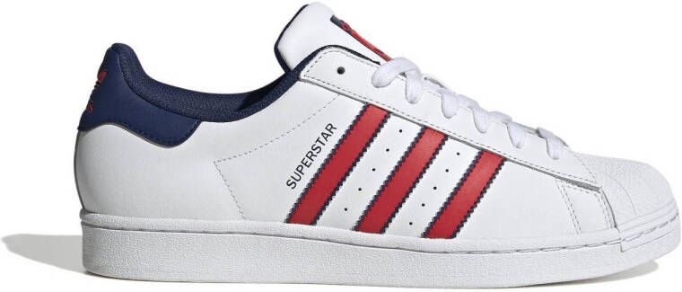 Adidas Originals Superstar sneakers wit donkerblauw rood