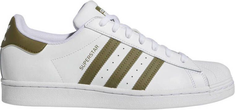 adidas Originals Superstar sneakers wit olijfgroen