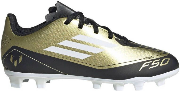 Adidas Performance F50 Club Messi voetbalschoenen metallic goud wit zwart Jongens Meisjes Imitatieleer 37 1 3