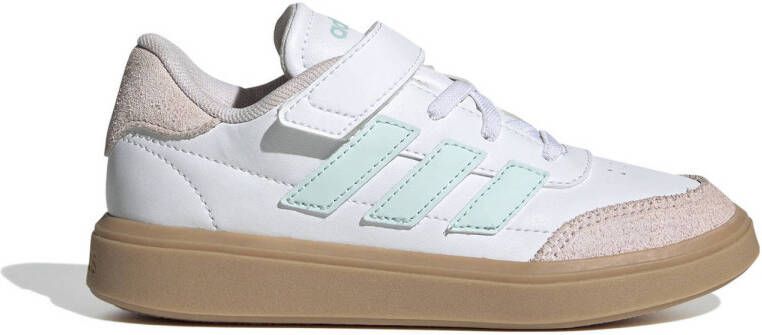 Adidas Sportswear Courtblock sneakers wit lichtblauw roze gum Jongens Meisjes Imitatieleer 32