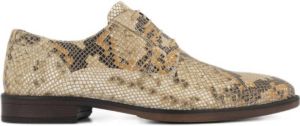 AM shoe Beige leren veterschoen slangenprint