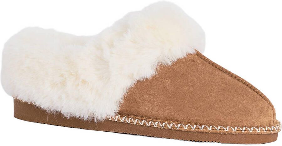 America Today violet suèdelook pantoffels camel