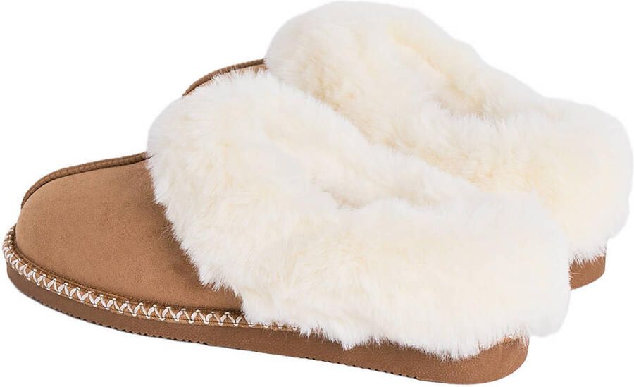 America Today violet suèdelook pantoffels camel - Foto 3