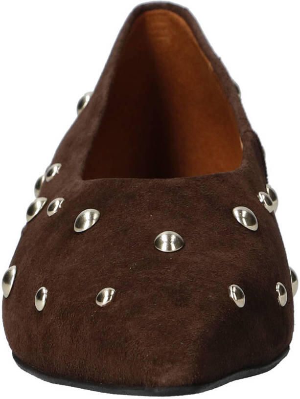Angel Alarcon suède ballerina's met studs en print donkerbruin