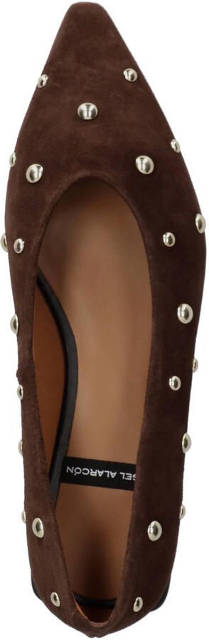 Angel Alarcon suède ballerina's met studs en print donkerbruin - Foto 3