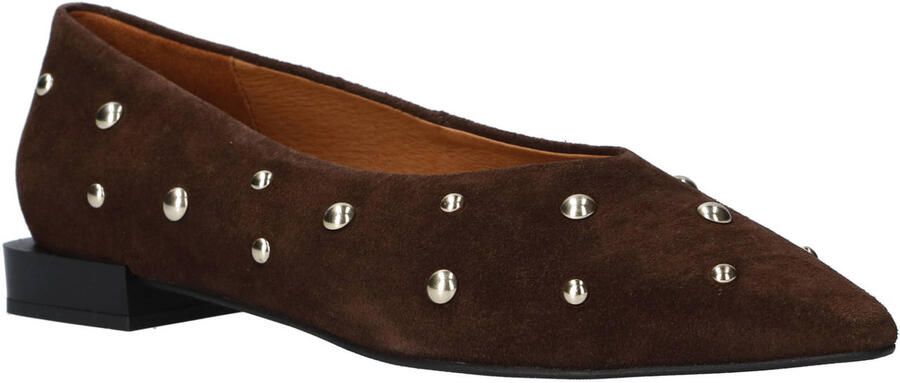 Angel Alarcon suède ballerina's met studs en print donkerbruin - Foto 3