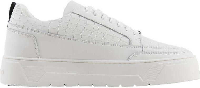 Antony Morato Witte Leren Sneakers met Krokodillenprint White Heren