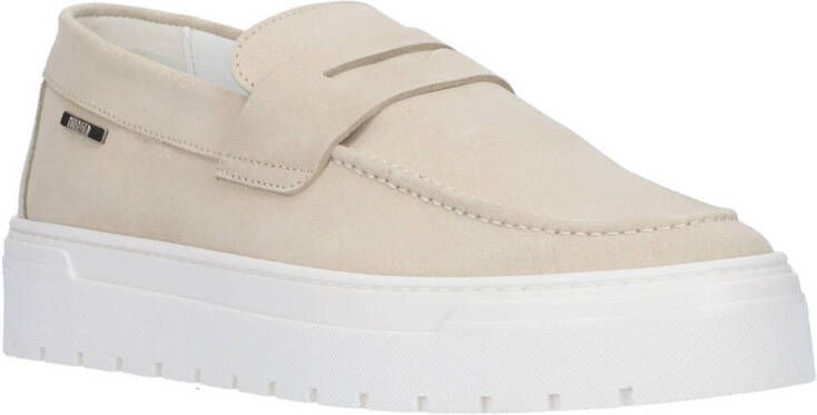 Antony Morato Witte Leren Slip-On Mocassin Rubberen Zool White Heren