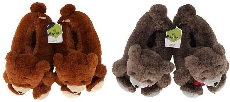 Morethansocks Dieren sloffen kinderen Beer t m 36 Bruin Grappige sloffen Kinderen