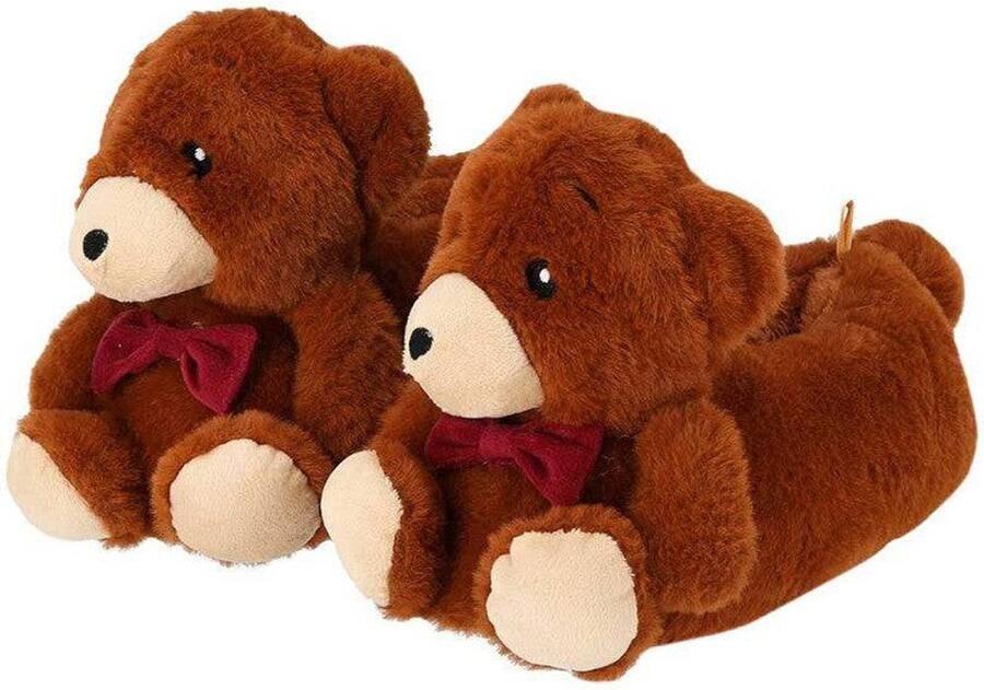 Morethansocks Dieren sloffen kinderen Beer t m 36 Bruin Grappige sloffen Kinderen - Foto 3