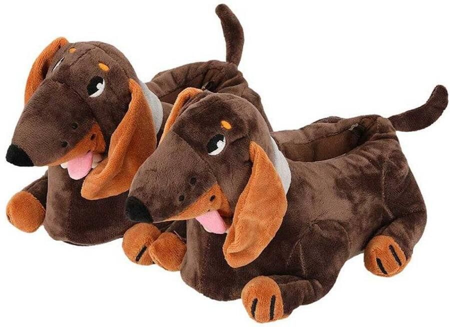 Morethansocks Dieren sloffen kinderen Teckel t m 36 Zwart Grappige sloffen Kinderen