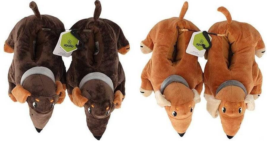Morethansocks Dieren sloffen kinderen Teckel t m 36 Zwart Grappige sloffen Kinderen - Foto 3