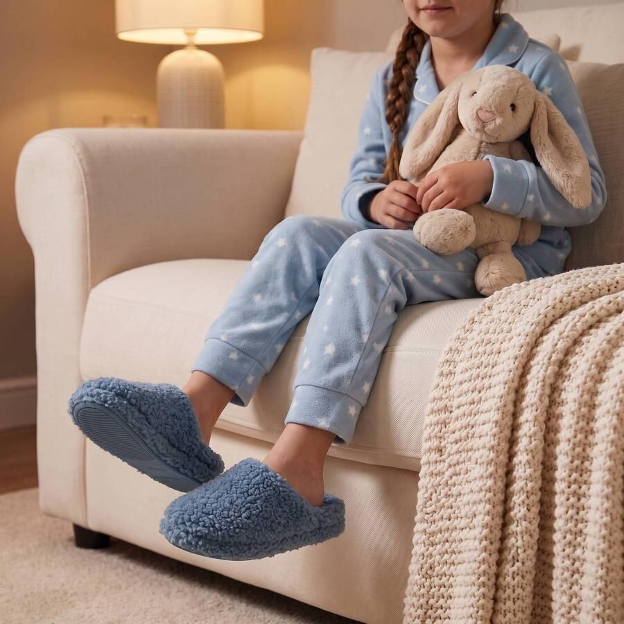 Apollo Pantoffels kinderen Teddy Blauw Pantoffels Pantoffels