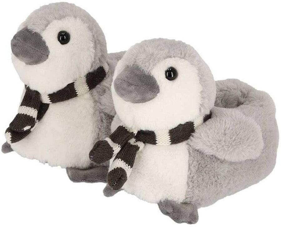 Apollo | Pantoffels Meisjes | Penguin | Grijs | 33 34 | Pantoffels kinderen | Sloffen kinderen
