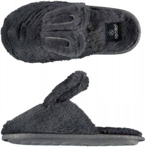Apollo imitatiebont pantoffels met bunny oren antraciet