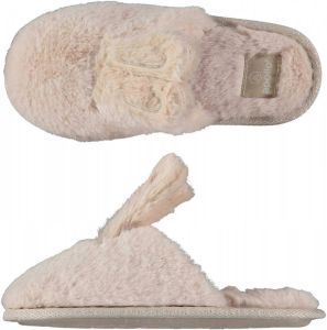 Apollo imitatiebont pantoffels met bunny oren ecru