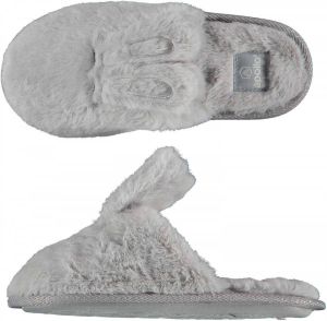 Apollo imitatiebont pantoffels met bunny oren grijs