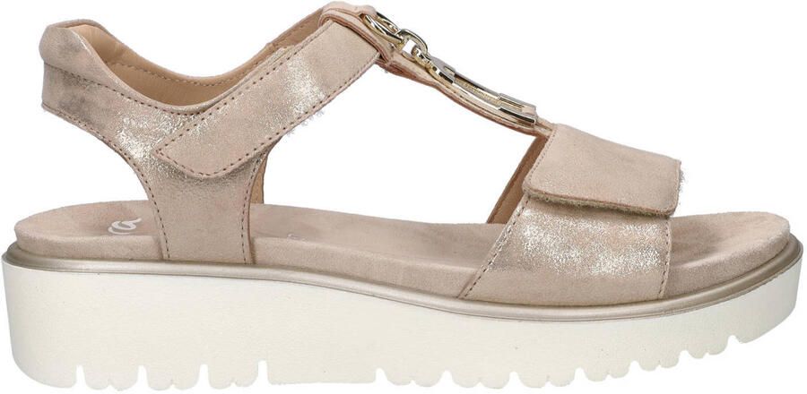 Ara Bilbao leren sandalen met sleehak goud