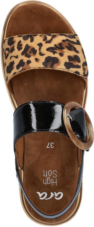Ara Bilbao suède sandalen met panterprint zwart beige - Foto 3