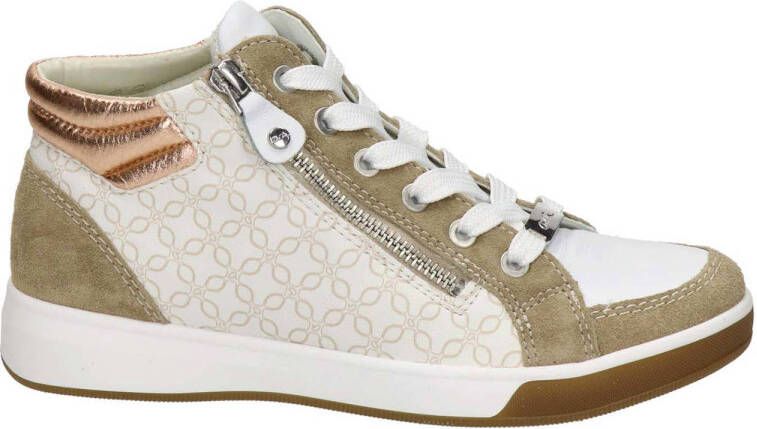 Ara hoge leren veterschoenen beige wit