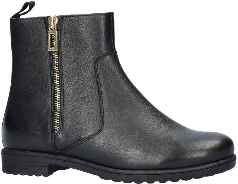 Ara Zwarte leren enkellaars met gouden rits Black Dames