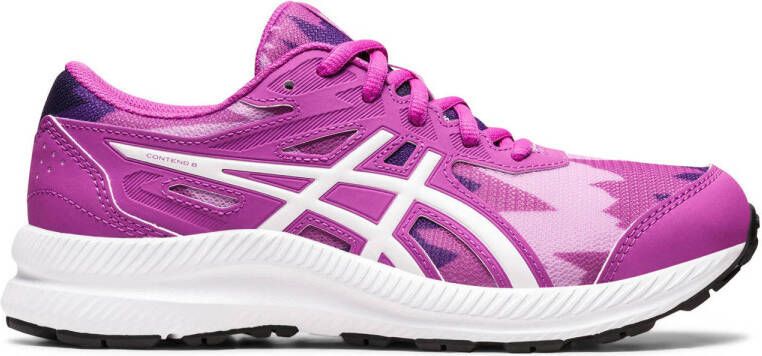 ASICS Contend 8 Print hardloopschoenen fuchsia roze kids