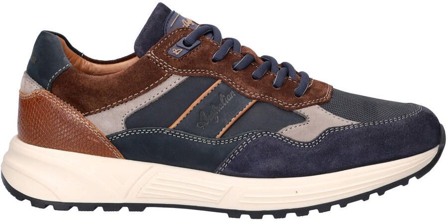 Australian leren sneakers donkerblauw cognac