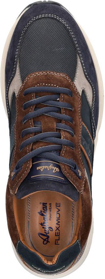 Australian leren sneakers donkerblauw cognac - Foto 3