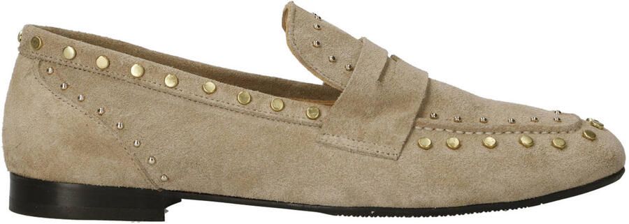 Babouche Avery-2 suède loafers met studs beige