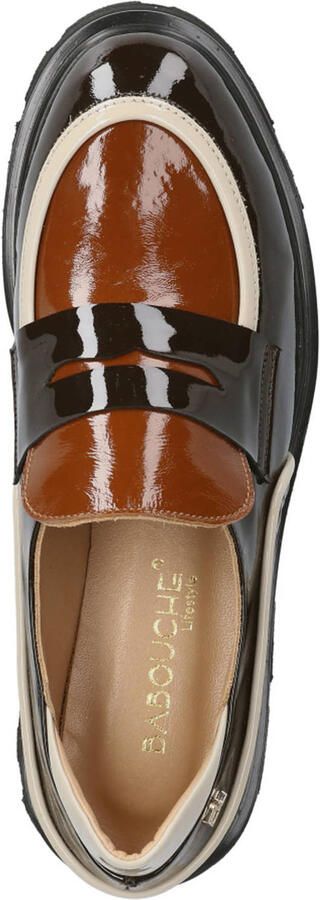 Babouche Evita-12 chunky lakleren loafers met profielzool zwart bruin - Foto 3