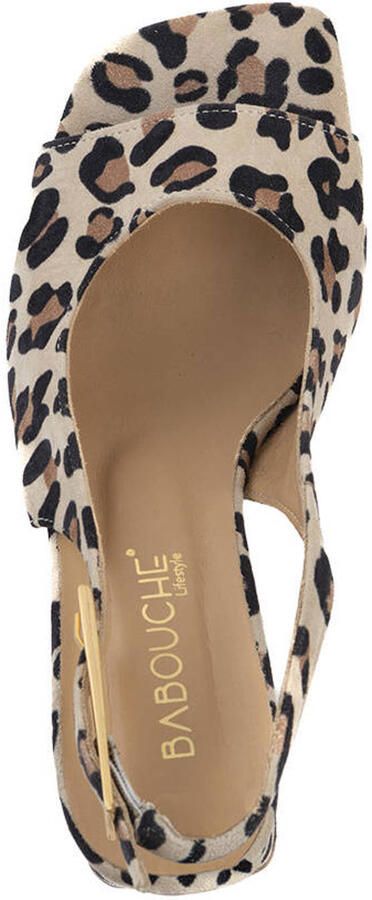 Babouche G-Biba-2 suède sandalettes met panterprint beige zwart - Foto 3