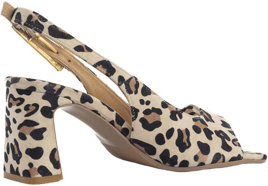 Babouche G-Biba-2 suède sandalettes met panterprint beige zwart - Foto 2