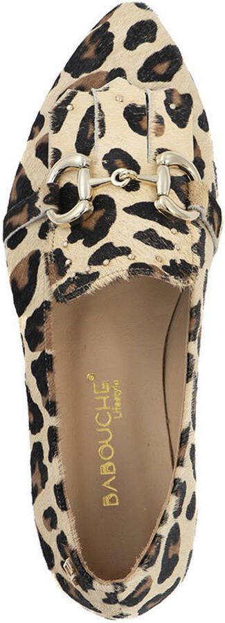 Babouche G-Dena-2 leren loafers met ponyhair en panterprint beige zwart - Foto 3