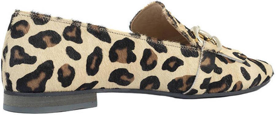 Babouche G-Dena-2 leren loafers met ponyhair en panterprint beige zwart - Foto 2