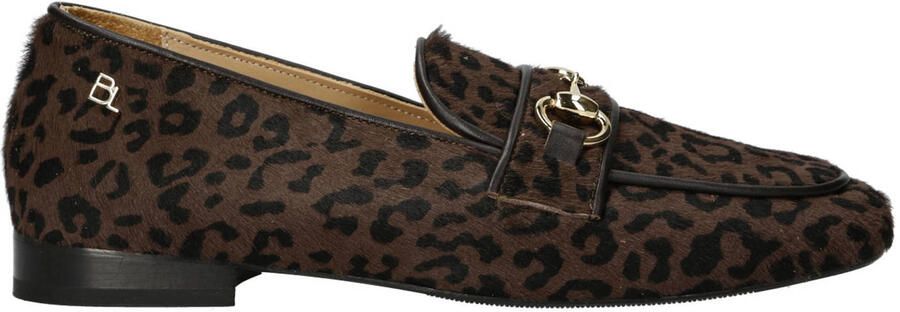 Babouche G-Filly-59 suède loafers met panterprint bruin zwart