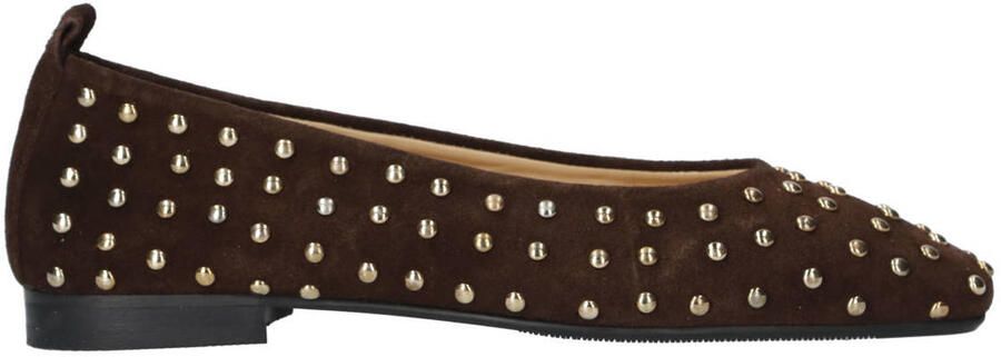 Babouche G-Libby-2 suède ballerina's met studs donkerbruin