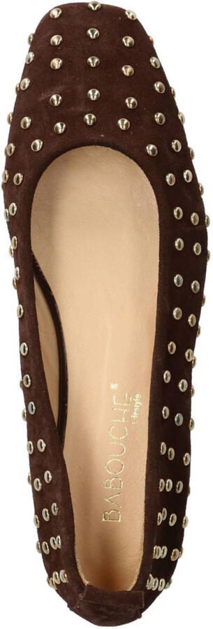 Babouche G-Libby-2 suède ballerina's met studs donkerbruin - Foto 3